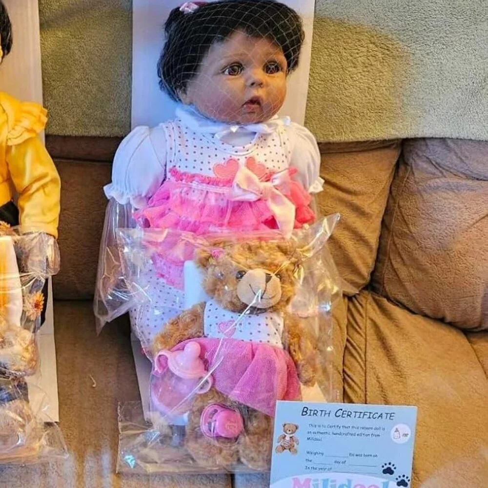 🆕22Inch Realistic Black African American Newborn Girl with a soft cloth Body